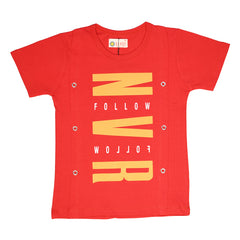 Boys Follow NVR T Shirt in Red Color