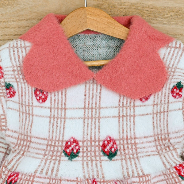 Strawberries Frock Style Girls Sweater