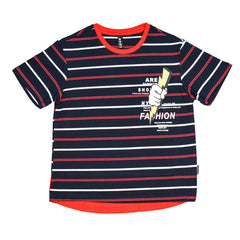 Boys Black and Red Stripes T-Shirt