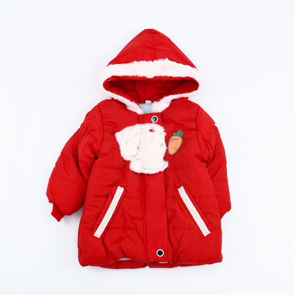 Girl Bunny Puffer Jacket With Hood