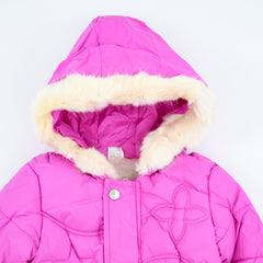 Girls Hooded Puffer Jacket With Mittens