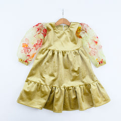 Velour Bubble Balloons Long Sleeves Frock