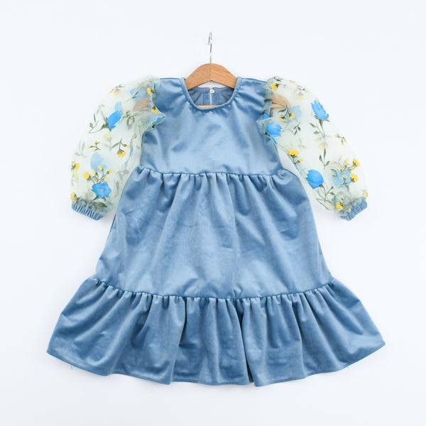 Velour Bubble Balloons Long Sleeves Frock