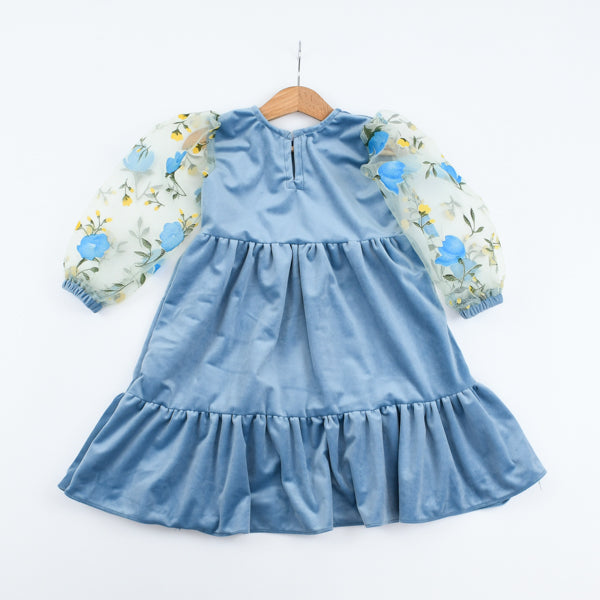 Velour Bubble Balloons Long Sleeves Frock