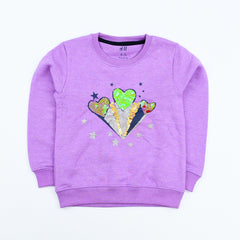 Hearts & Stars Sequin Pattern Girls Sweatshirt