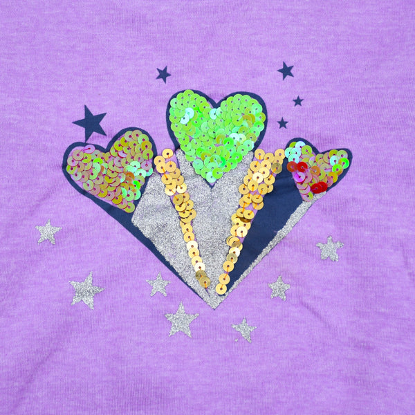 Hearts & Stars Sequin Pattern Girls Sweatshirt