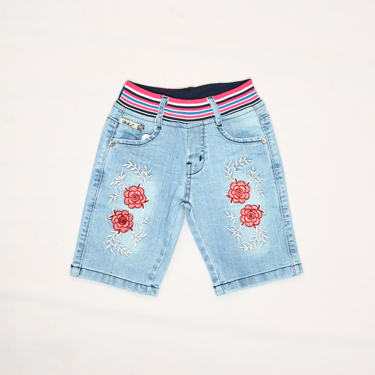 EMBROIDERED DENIM GIRLS SHORTS