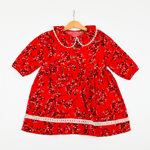 Baby Collar Elasticated Sleeves Frock