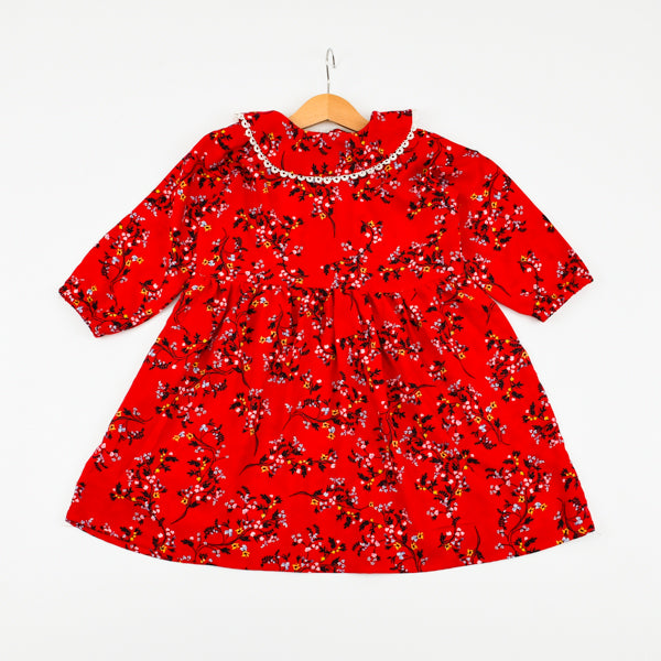 Baby Collar Elasticated Sleeves Frock