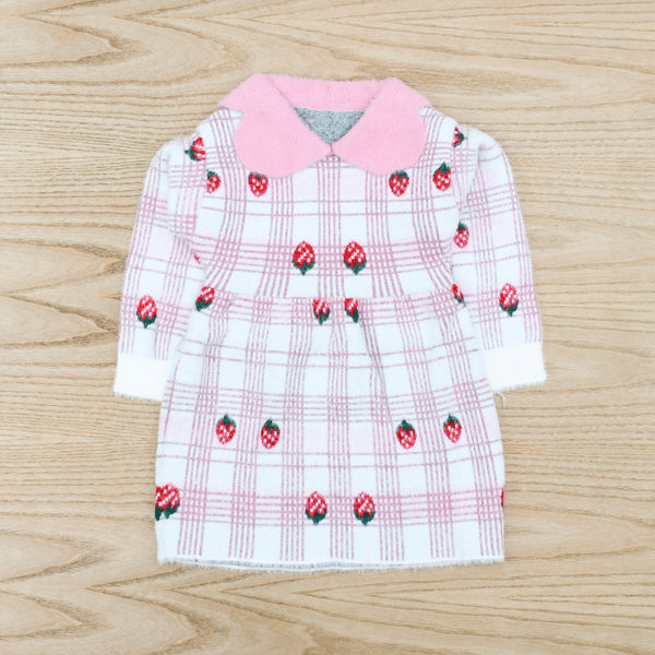 Strawberries Frock Style Girls Sweater