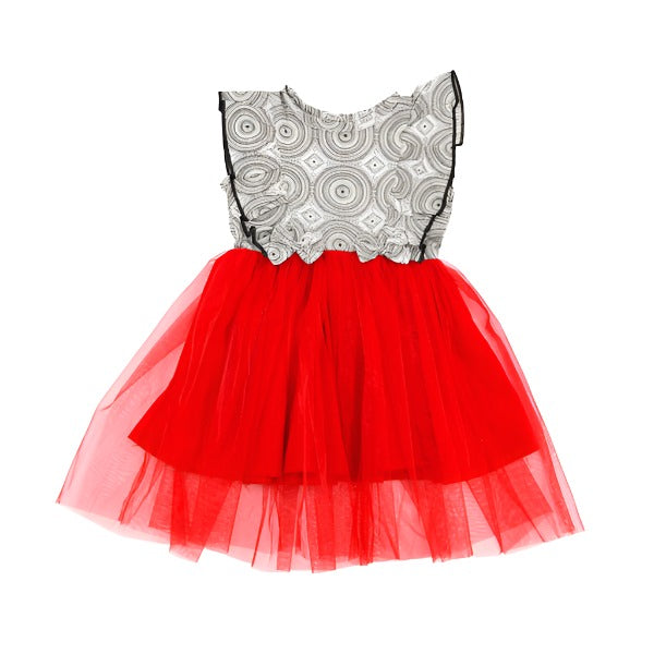 Front Ruffle Sleeveless Cotton Mesh Tutu Frock