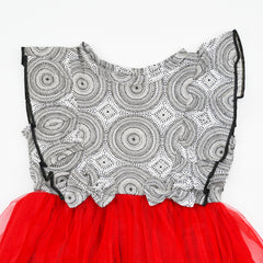 Front Ruffle Sleeveless Cotton Mesh Tutu Frock