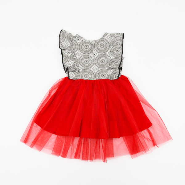 Front Ruffle Sleeveless Cotton Mesh Tutu Frock