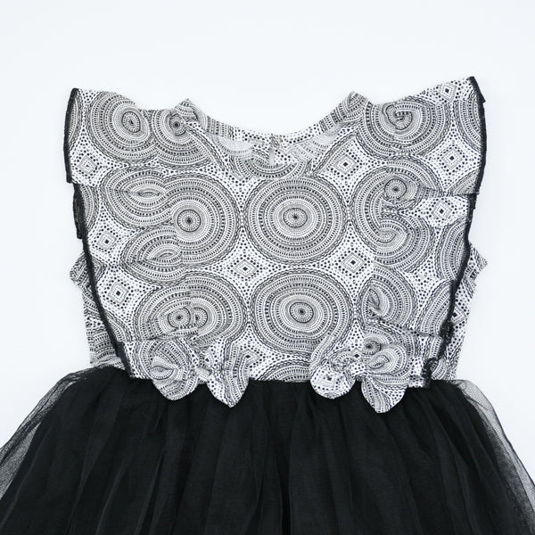 Front Ruffle Sleeveless Cotton Mesh Tutu Frock