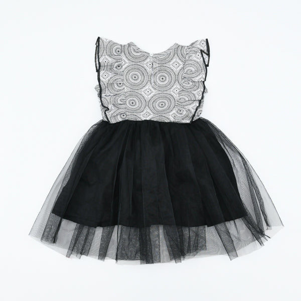 Front Ruffle Sleeveless Cotton Mesh Tutu Frock