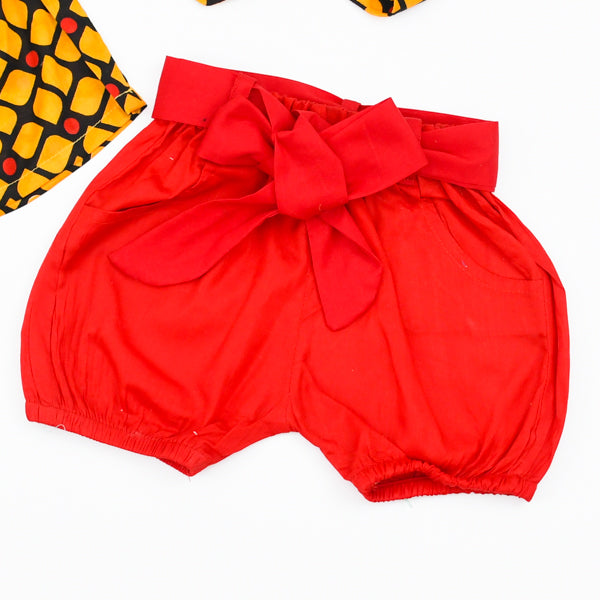 Girls 3 Piece Off Shoulder Shirt Shorts Headband Set