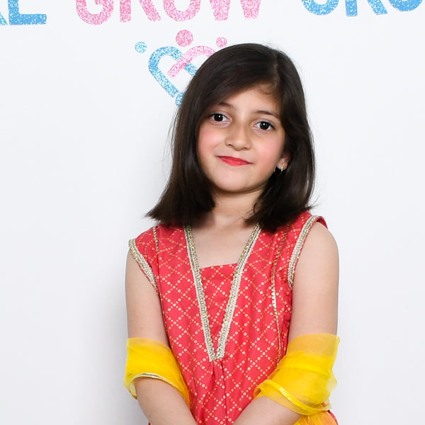 Girls Panel Shirt, Tulip Shalwar & Dupata Dress