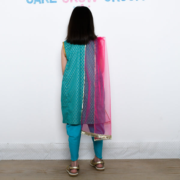 Girls Panel Shirt, Tulip Shalwar & Dupata Dress