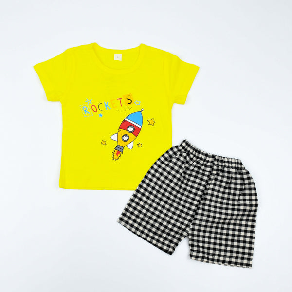 Space Rocket 2 Piece Boys Shirt and Shorts Set