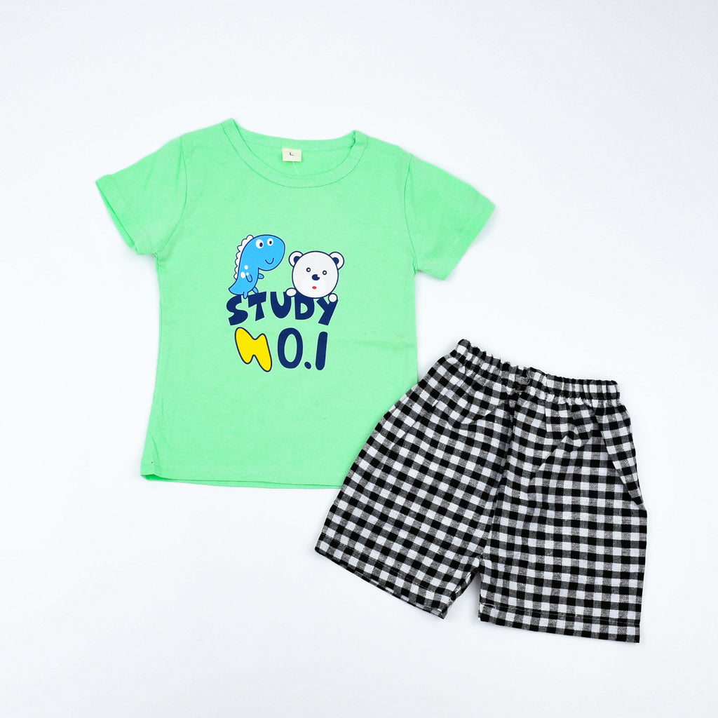 No Study Just Fun 2 Piece Boys Shirt and Shorts Set