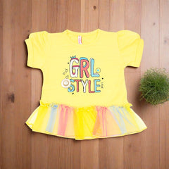 Rainbow Frill Style  Girls T- Shirt