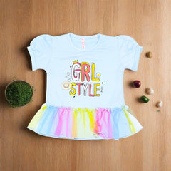 Rainbow Frill Style  Girls T- Shirt