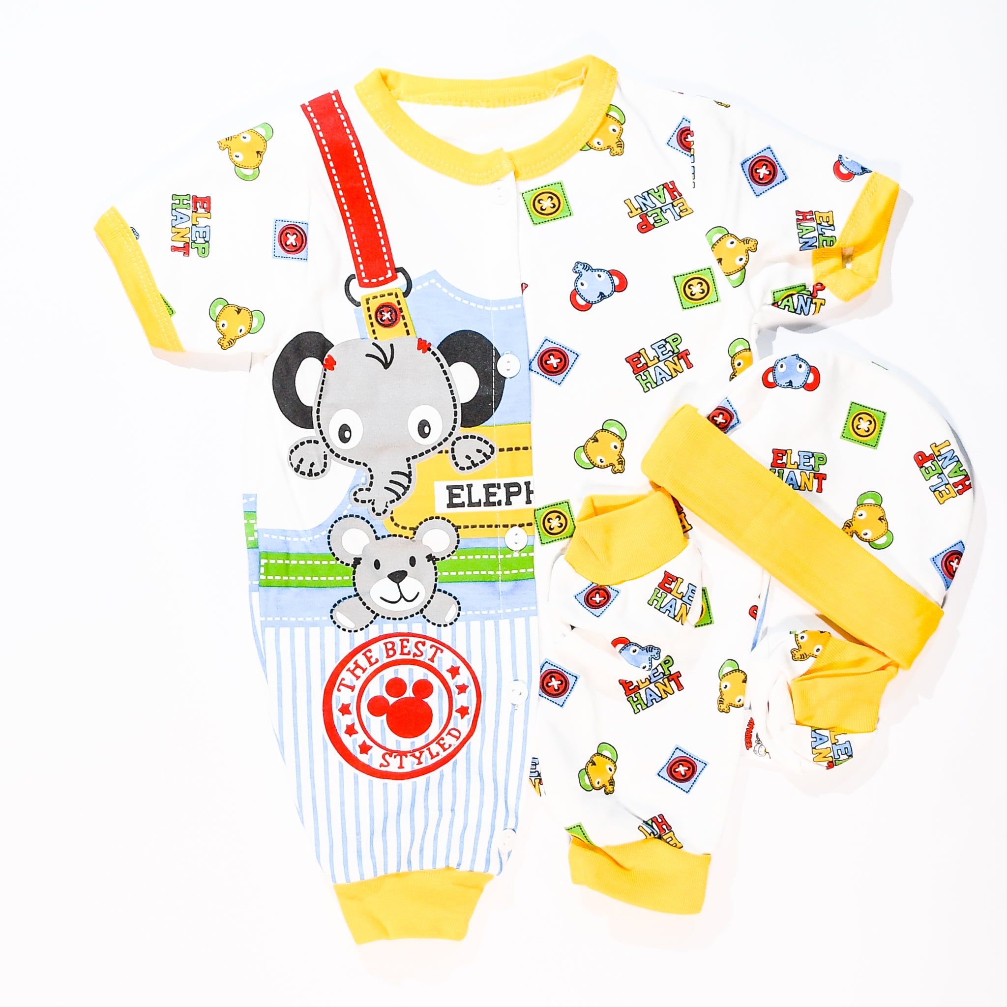 Baby Elephant Joyland Romper Cap Botties Set