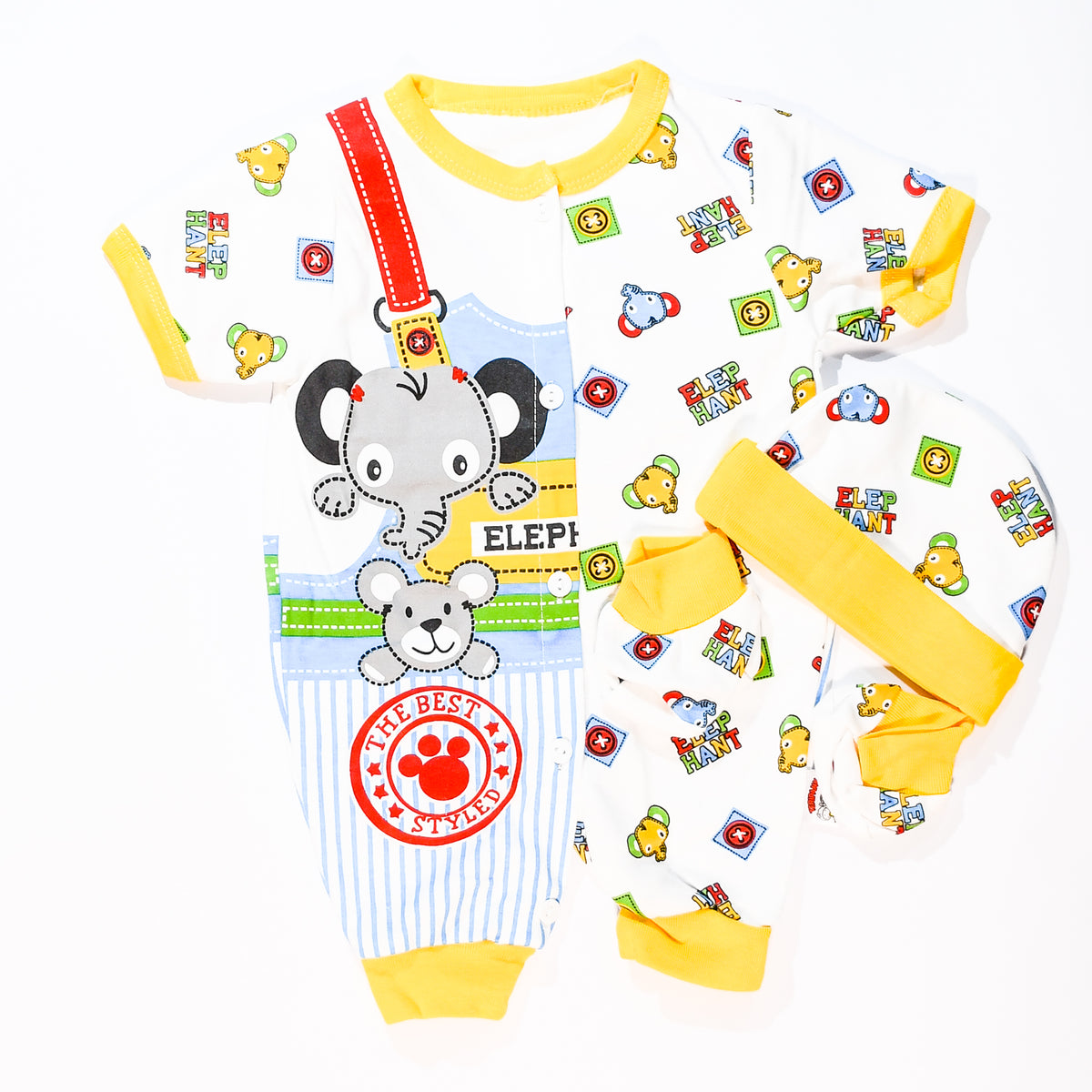 Baby Elephant Joyland Romper Cap Botties Set