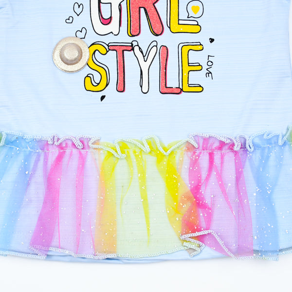 Rainbow Frill Style  Girls T- Shirt