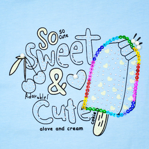 Sequin Decor Ice Cream Girls T- Shirt