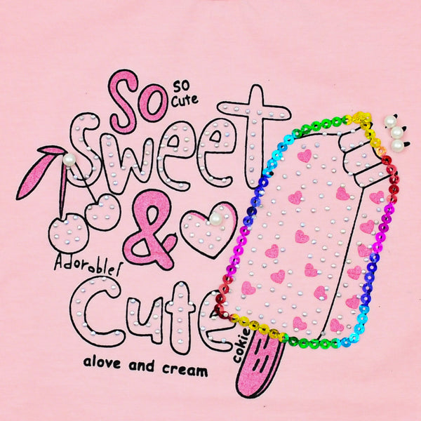 Sequin Decor Ice Cream Girls T- Shirt