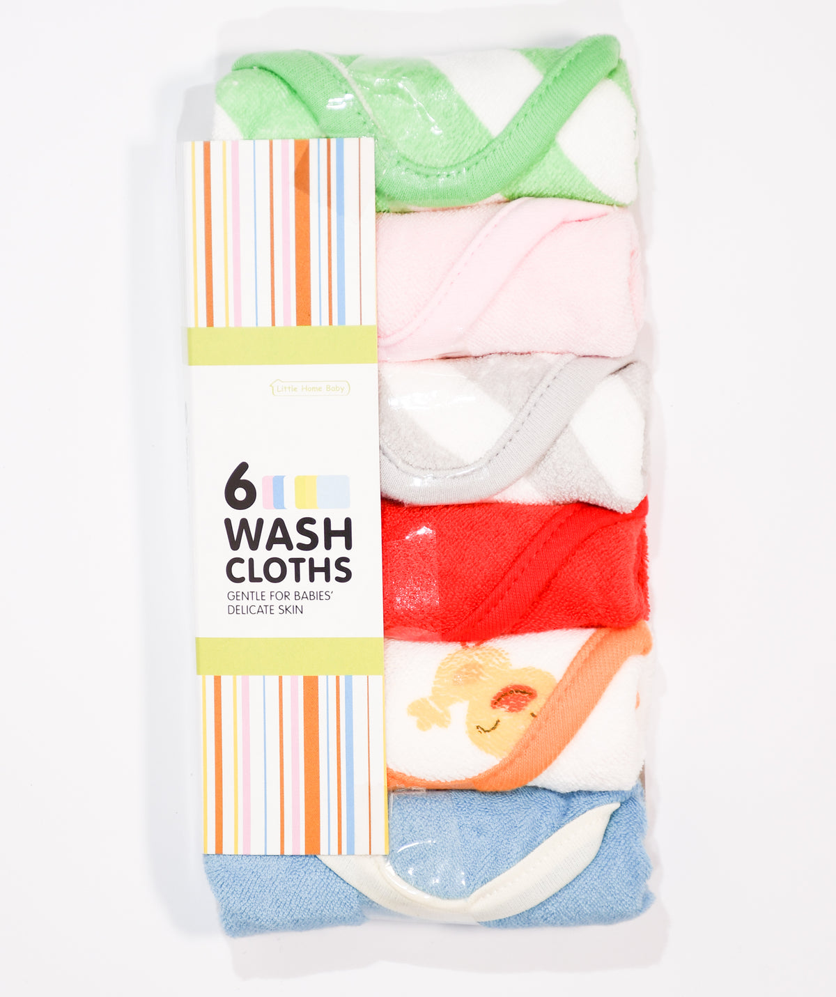 Little Home Pack of 6 Baby Multi Color Wash Clothes (Assorted)