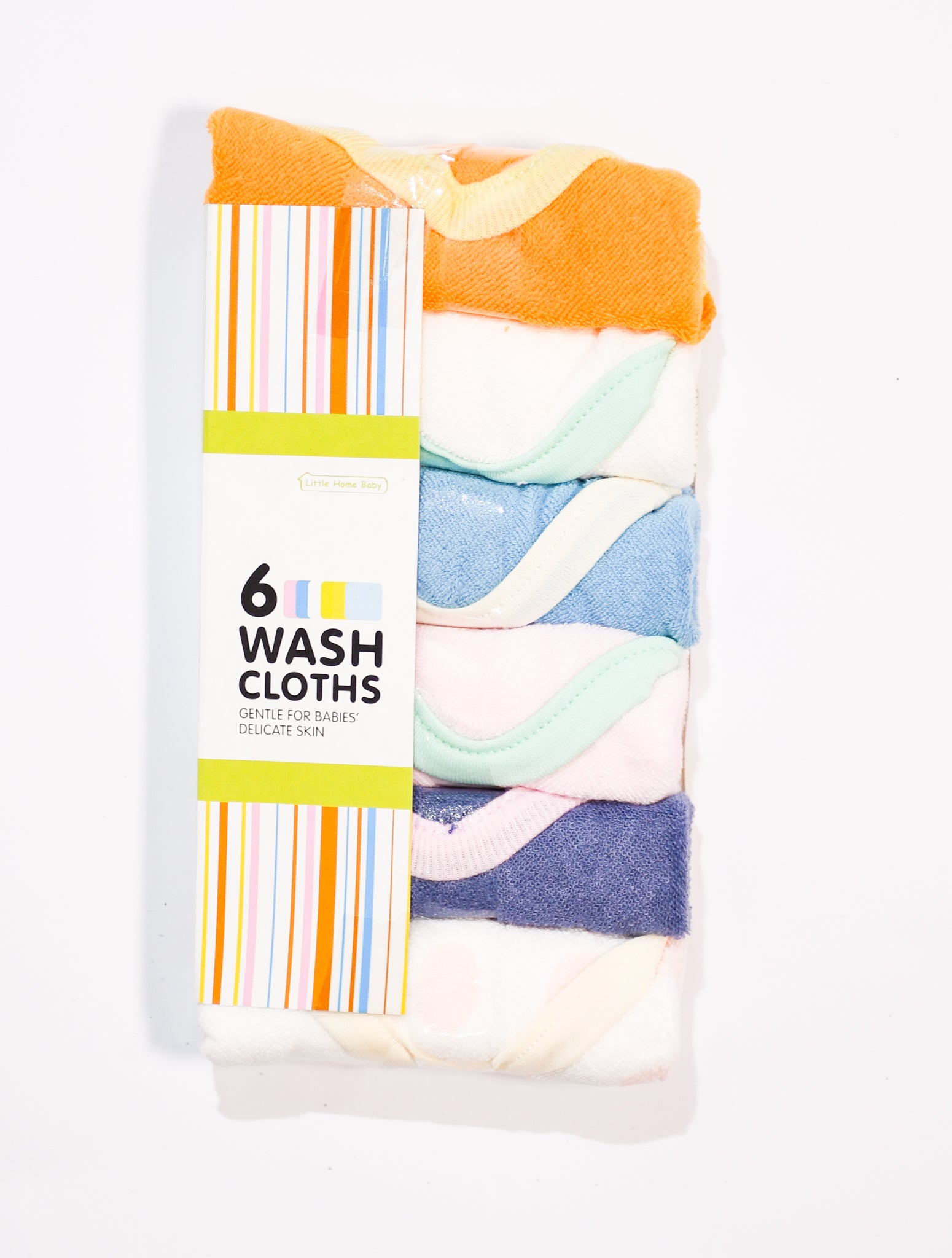 Little Home Pack of 6 Baby Multi Color Wash Clothes (Assorted)