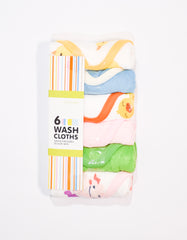 Little Home Pack of 6 Baby Multi Color Wash Clothes (Assorted)