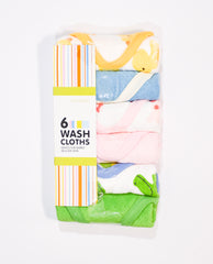 Little Home Pack of 6 Baby Multi Color Wash Clothes (Assorted)