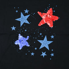 Sequin Star Pattern Girls T-Shirt