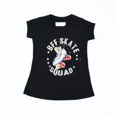 Sequin BFF Skate Squad Pattern Girls T-Shirt