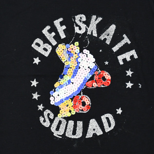 Sequin BFF Skate Squad Pattern Girls T-Shirt