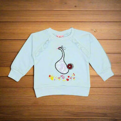 Round Neck Girls Glitters Peacock Sweatshirt