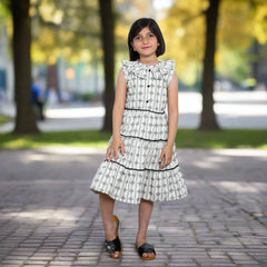 Digital Print Multi Layered Sleeveless Girl Summer Frock