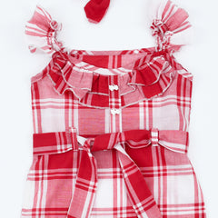 Cross Ruffle Baby Girl Romper Headband Set