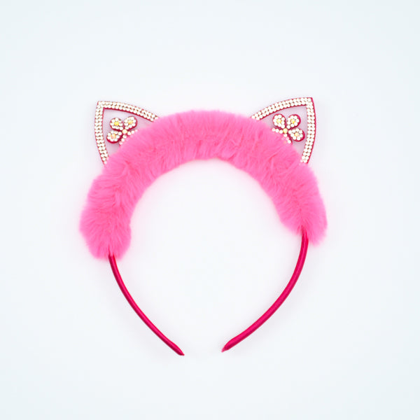 Faux Fur Kitty Style Crystal Embellished Girls Hairband