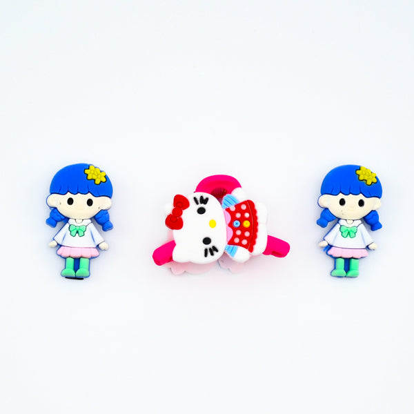 Pair of 2 Dolls Hair Pins With 1 Hello Kitty Hair Catch