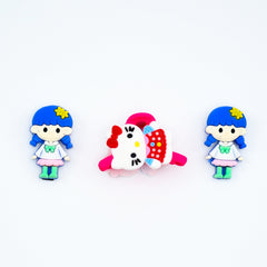 Pair of 2 Dolls Hair Pins With 1 Hello Kitty Hair Catch