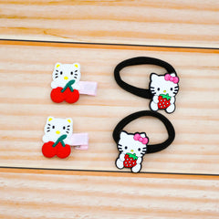 Hello Kitty Pair of Four (2 Hair Pins With 2 Hair Ponies)