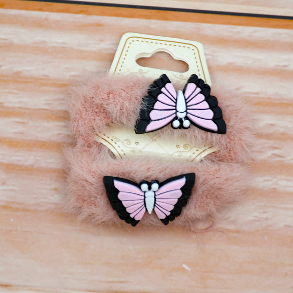 Butterfly Stylish & Fashionable Fancy Faux Fur Girls Hair Scrunchies Set