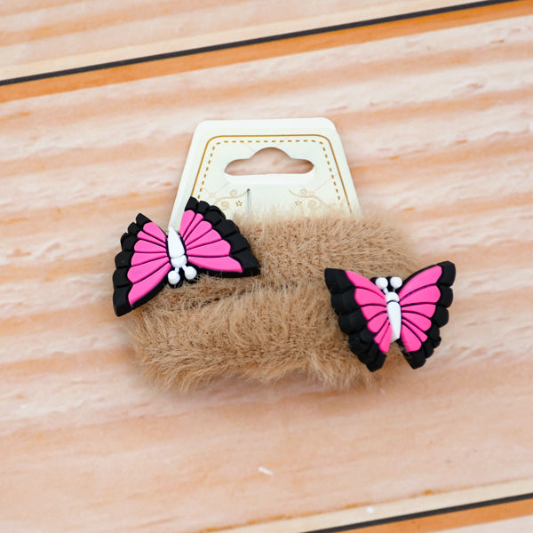 Butterfly Stylish & Fashionable Fancy Faux Fur Girls Hair Scrunchies Set