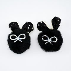 Faux Fur Pair Of Girls Pins Embellished With Little Pearls