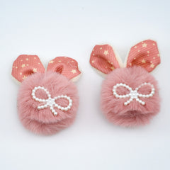 Faux Fur Pair Of Girls Pins Embellished With Little Pearls