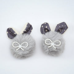 Faux Fur Pair Of Girls Pins Embellished With Little Pearls